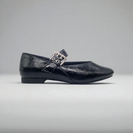 BLACK LEATHER BALLET FLAT